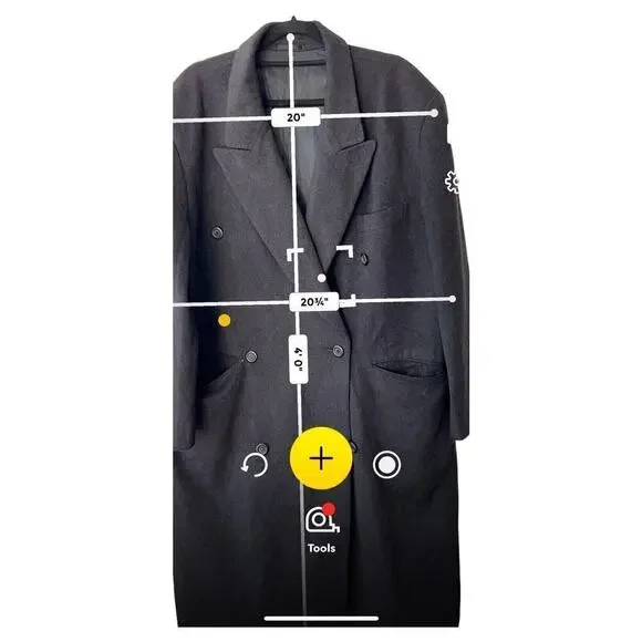 Cashmere Wool Moda Ritorno Wool Double Breast Long Coat in Black, Men's L/XL